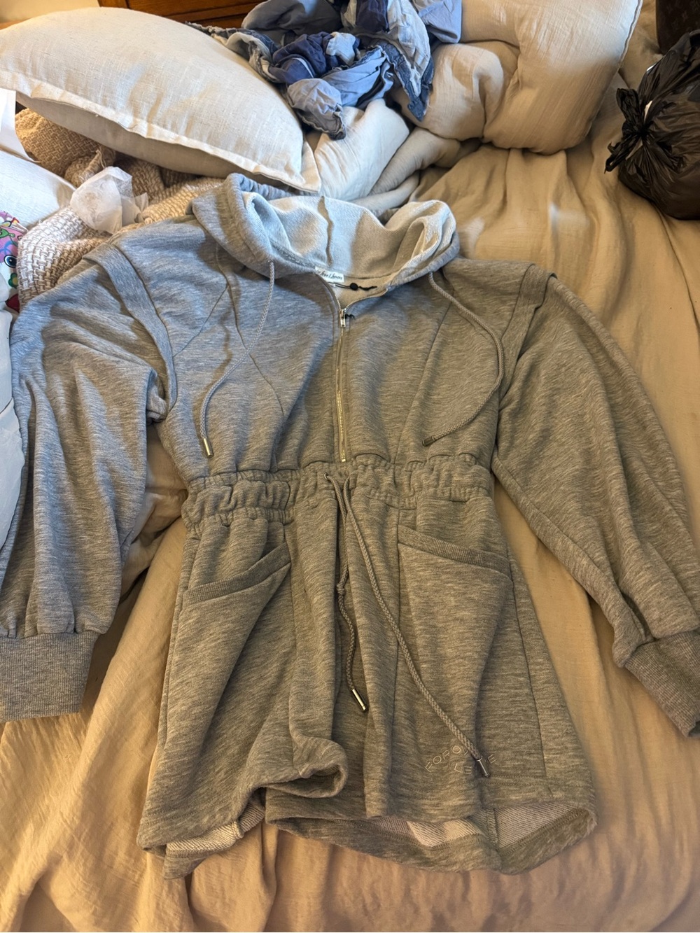 NWOT For the love of lemons Light Gray Cinched Waist Ellie romper